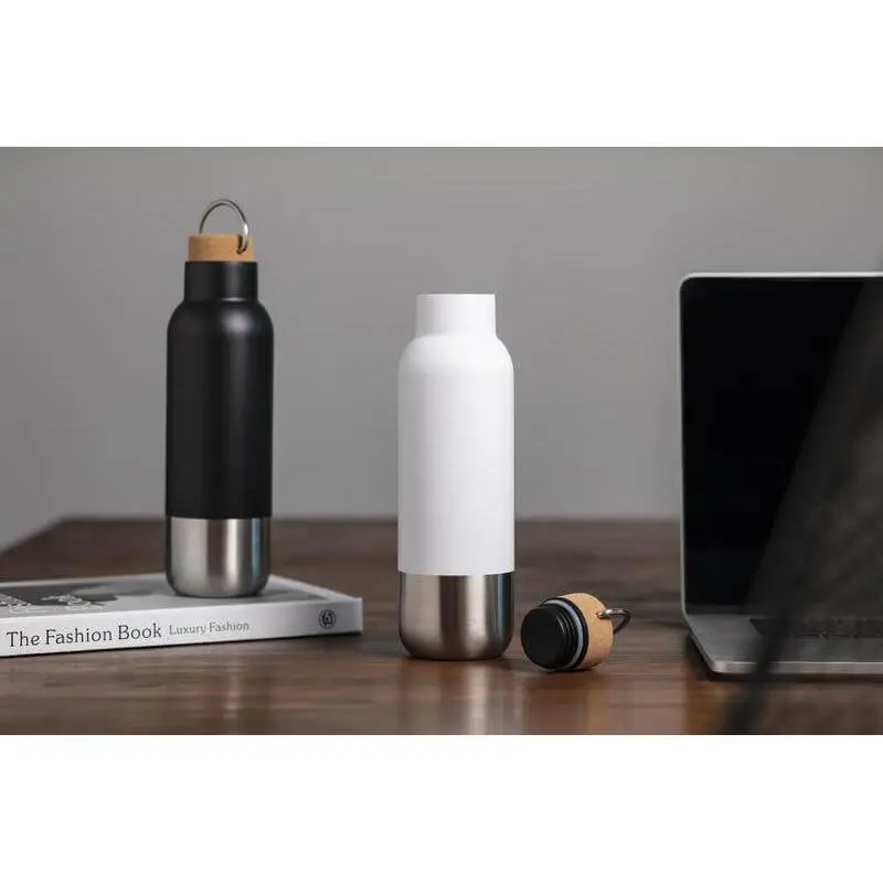 AVERSA - Hans Larsen Double Wall Vacuum Stainless Steel Bottle with Cork Lid - White (1).webp