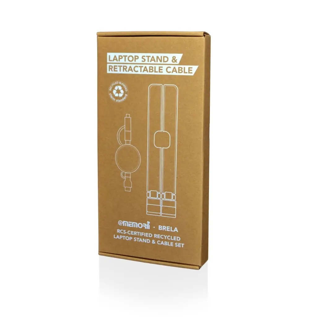 BRELA - @memorii Set of Recycled Laptop Stand and retractable cable - White (2).webp