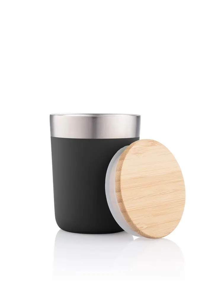 LAREN - Vacuum Coffee Tumbler With Bamboo Lid - Black.webp