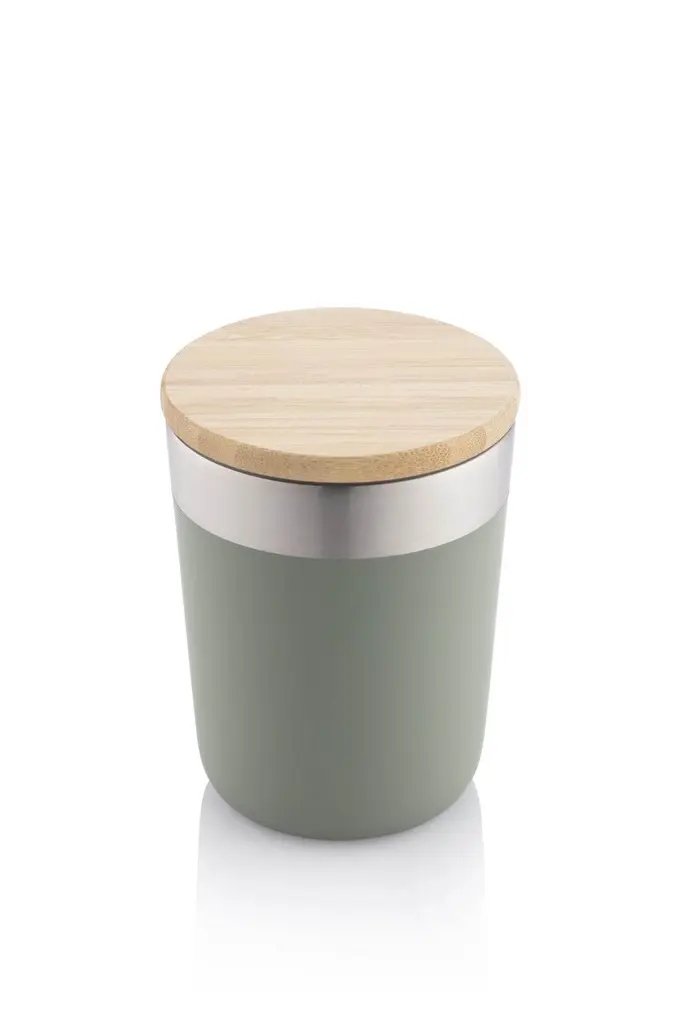 LAREN - Vacuum Coffee Tumbler With Bamboo Lid - Green (1).webp