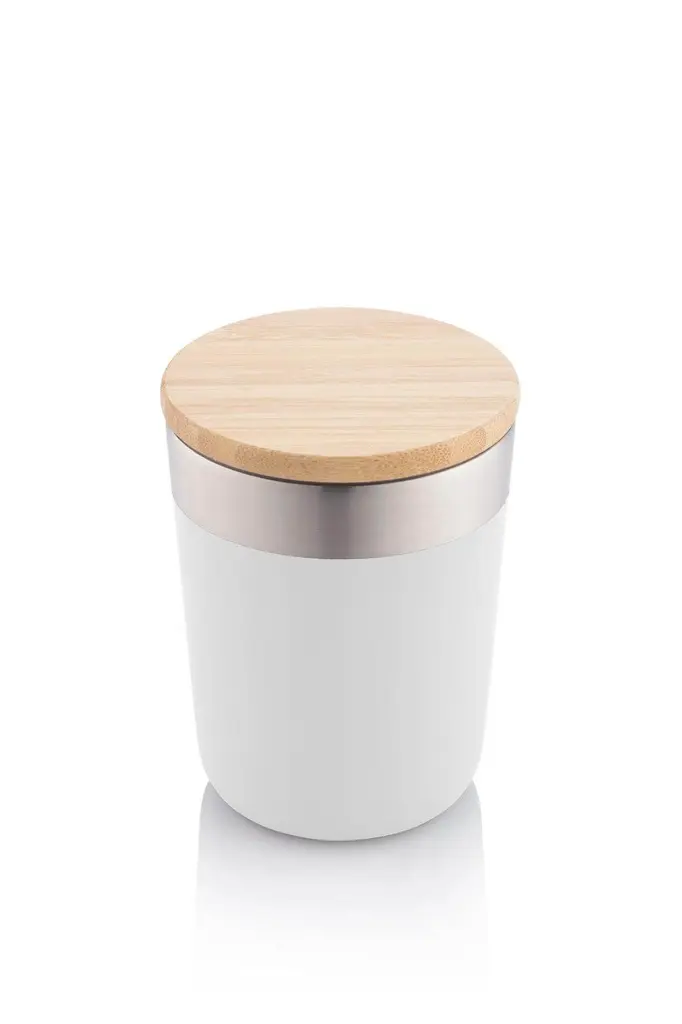 LAREN - Vacuum Coffee Tumbler With Bamboo Lid - White (1).webp