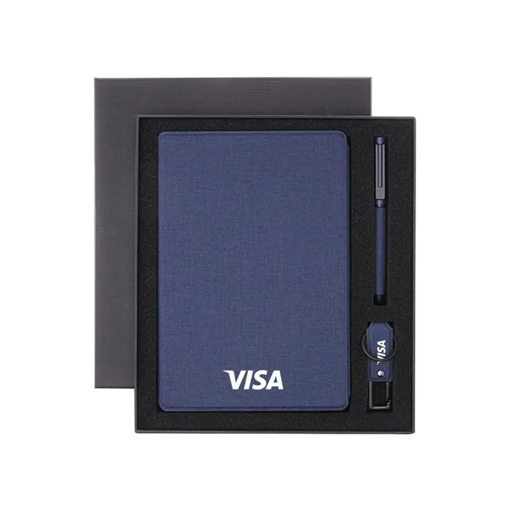 LENZEN - CHANGE ZERO Sustainable Gift Set with Refillable Notebook, Pen & USB Keychain - Navy (6).webp