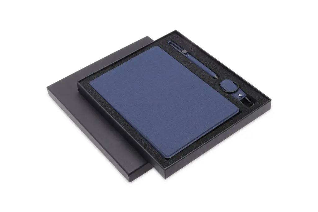 LENZEN - CHANGE ZERO Sustainable Gift Set with Refillable Notebook, Pen & USB Keychain - Navy (5).webp