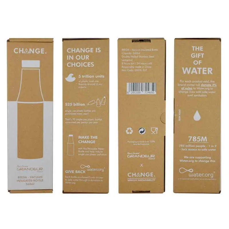 R- BREDA - CHANGE Collection Recycled Insulated Water Bottle - White.webp
