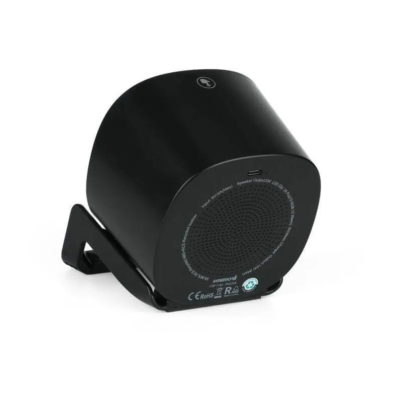 TASOVA - @memorii Recycled Leather 15W Wireless Charger Bluetooth Speaker - Black-Black (1).webp