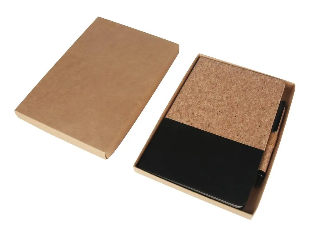BORSA - eco-neutral A5 Cork Fabric Hard Cover Notebook and Pen Set - Black (2).webp