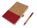 BORSA - eco-neutral A5 Cork Fabric Hard Cover Notebook and Pen Set - Red.webp