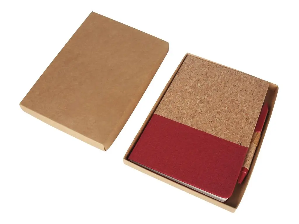 BORSA - eco-neutral A5 Cork Fabric Hard Cover Notebook and Pen Set - Red (2).webp