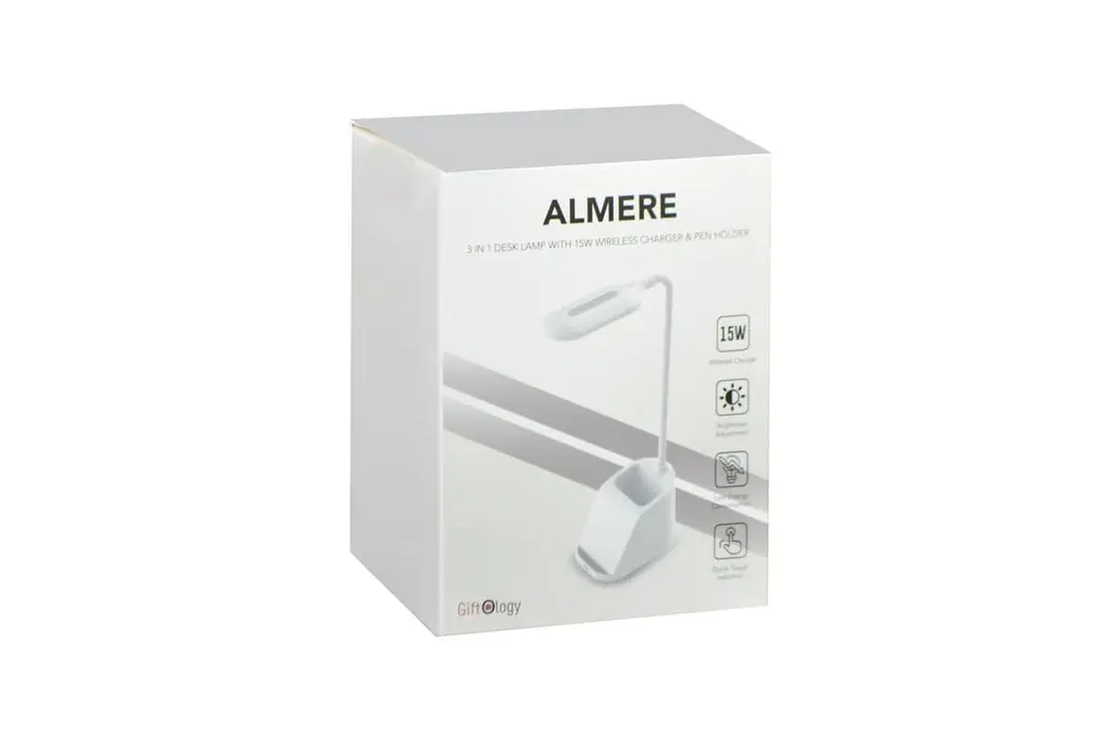 ALMERE - Giftology 3-in-1 Desk Lamp with 15W Wireless Charger & Pen Holder - White  (3).webp