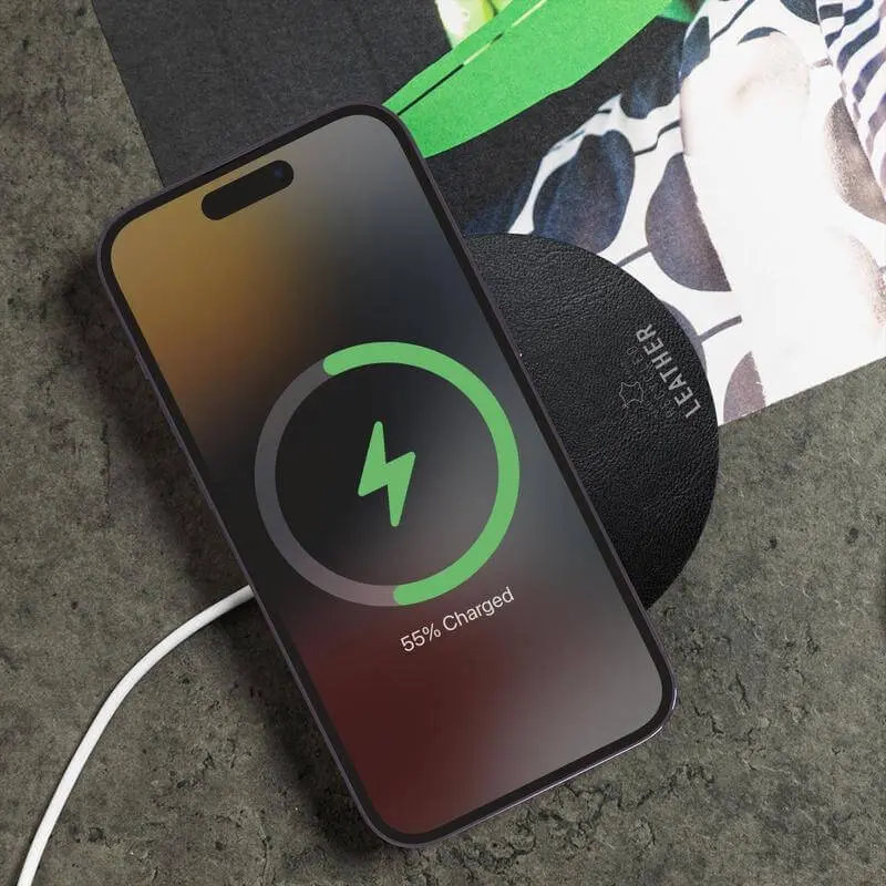 ANZIO - Recycled Leather 15 Watt Wireless Charger - Black-Black (2).webp