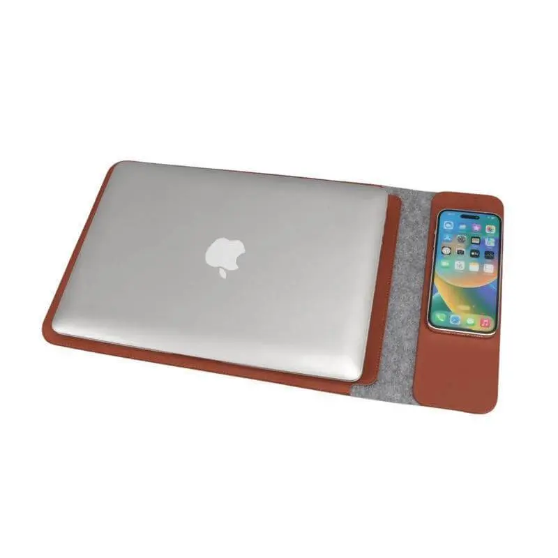 CAMDEN - Giftology Laptop Sleeve With 15 W Wireless Charger - Brown (3).webp