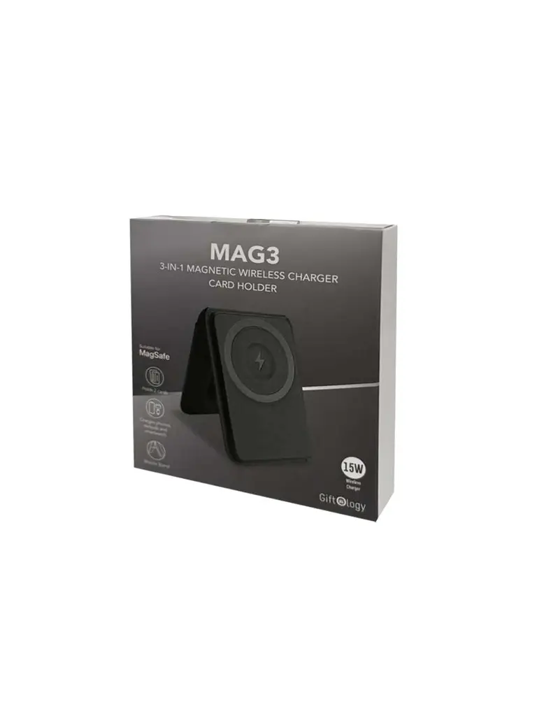 MAG3 - Giftology 3-in-1 Magnetic Wireless Charger Card Holder - Black (10).webp