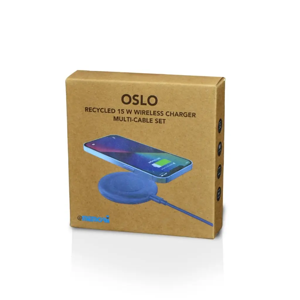 OSLO - @memorii Recycled 15W Wireless Charger Multi - Cable Set - Blue (1).webp