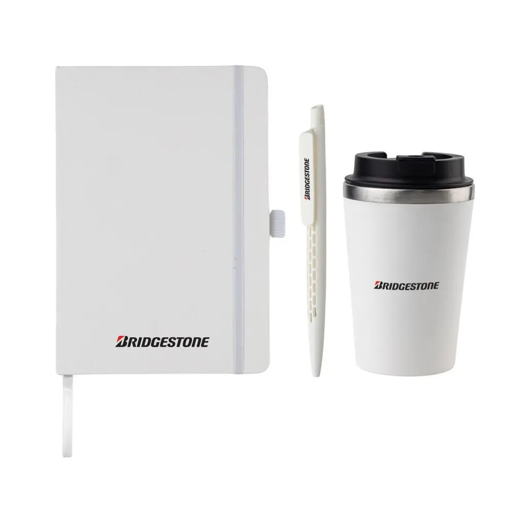 KOKSI - Giftology Set of Double Walled Tumbler, A5 Notebook and Pen - White (2).webp