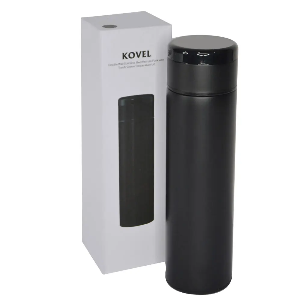 KOVEL - Giftology Double Walled Insulated Flask with Temperature Lid - Black.webp