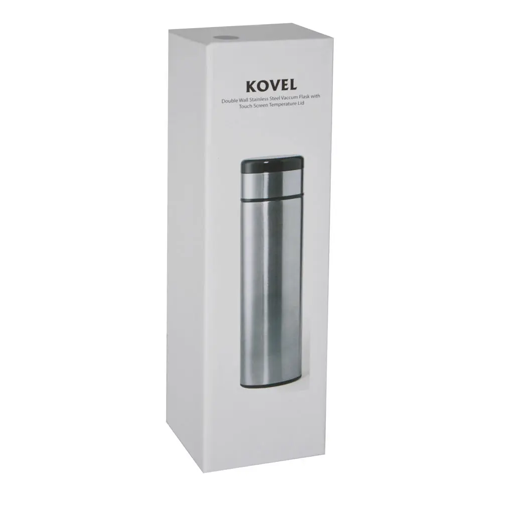 KOVEL - Giftology Double Walled Insulated Flask with Temperature Lid - Silver.webp