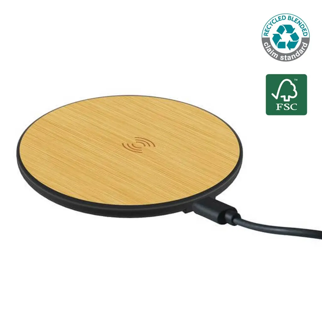 ELSTRA  COLLECTION 15W WIRELESS CHARGER - BLACK/BAMBOO