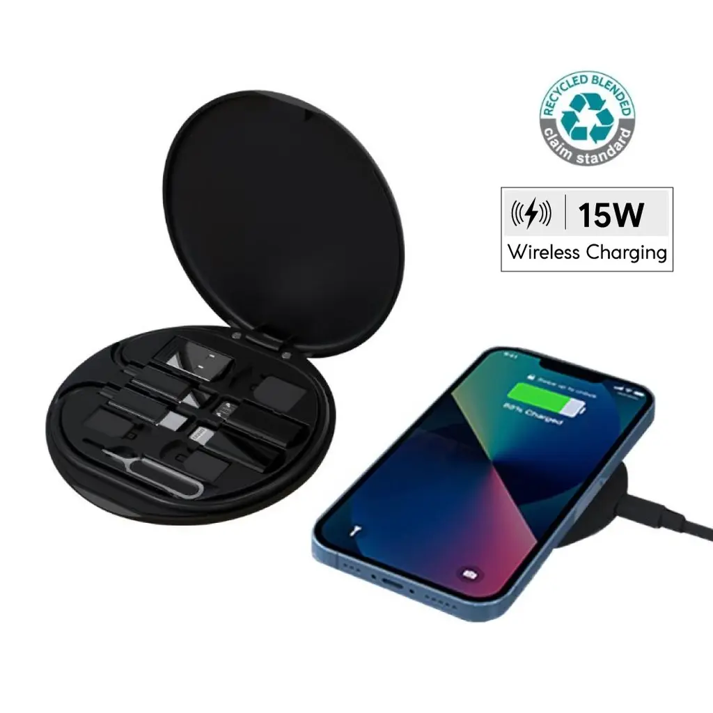 OSLO-MEMORI RECYCLED 15W WIRELESS - BLACK