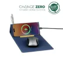 BLACE-CHANGE ZERO RECYCLED PU 15W WIRELESS MOUSE PAD & DESK ORGANIZER-NAVY BLUE