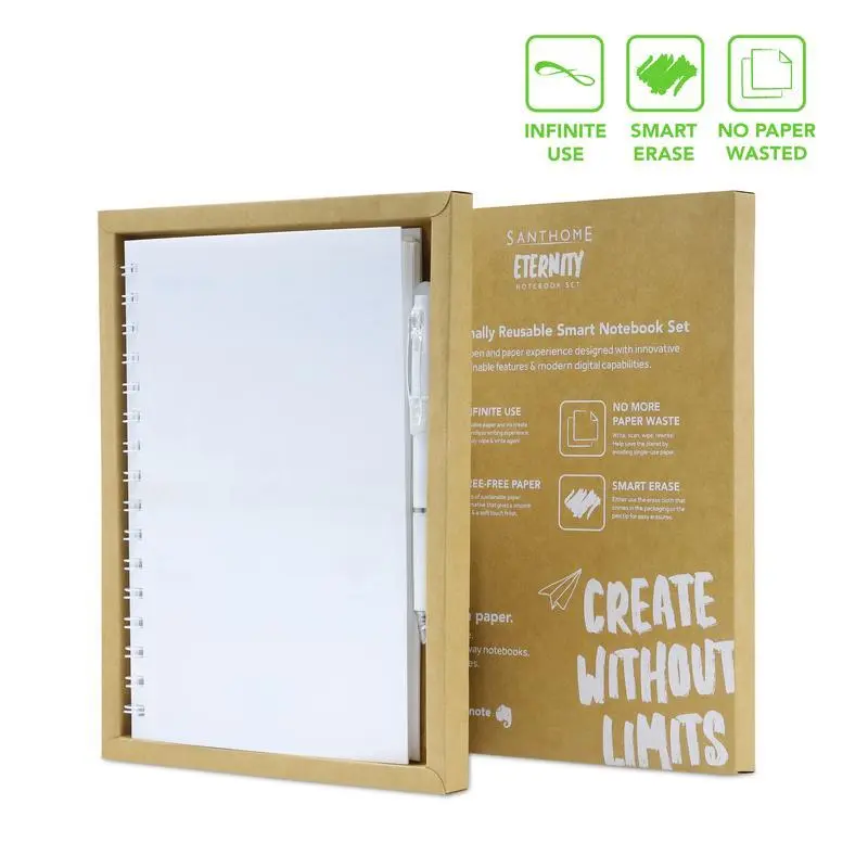 SANTHOME ETERNITY-REUSABLE NOTEBOOK&PEN SET-WHITE