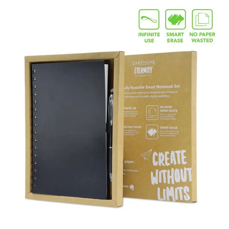 SANTHOME ETERNITY-REUSABLE NOTEBOOK&PEN SET-BLACK