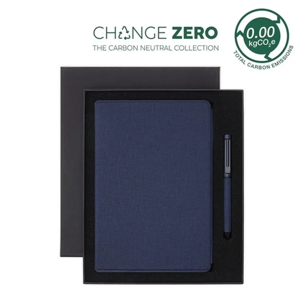 VARDIM-CHANGE ZERO SUSTAINABLE GIFT SET REFILLABLE NOTEBOOK & PEN - NAVY