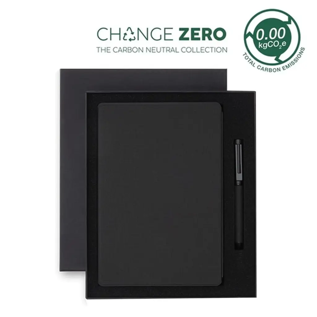 VARDIM-CHANGE ZERO SUSTAINABLE GIFT SET REFILLABLE NOTEBOOK & PEN - BLACK