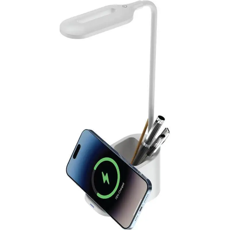 ALMERE-GIFTOLOGY 3in1 DESK LAMP WITH 15W WIRELESS CHARGER & PEN HOLDER-WHITE