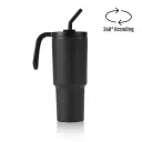 FORZA 360-HANS LARSEN RECYCLED STAINLESS STEEL/PP TUMBLER WITH 360 BRANDING - BLACK