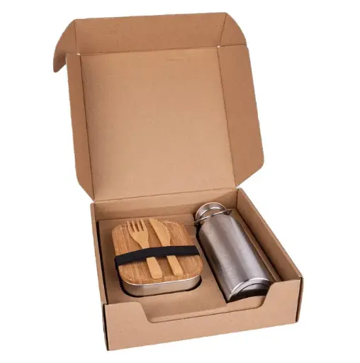 CHAVES - HANS LARSEN SET OF LUNCH BOX - SILVER/BAMBOO
