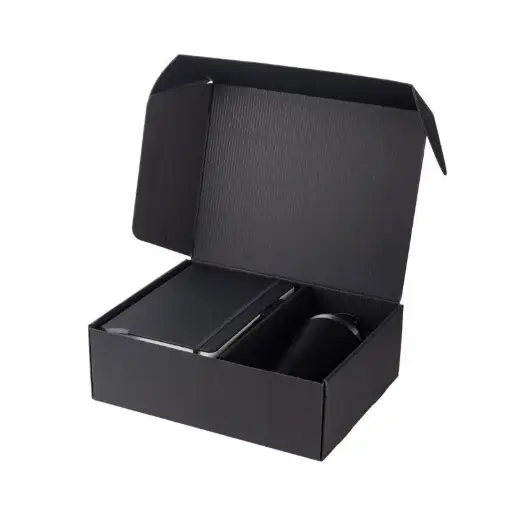 KOKSI-GIFTOLOGY SET OF DOUBLE WALLED TUMBLER,A5 NOTEBOOK AND PEN-BLACK