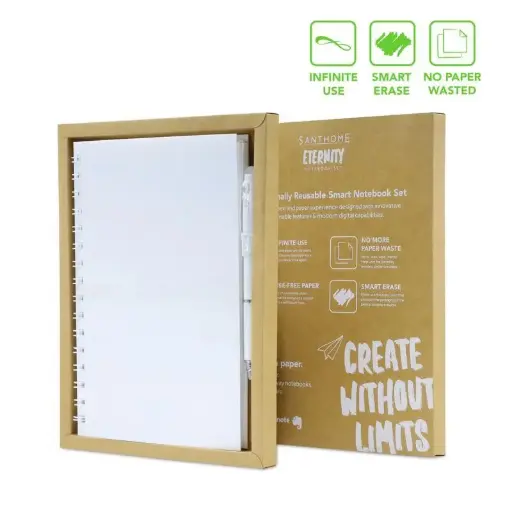 SANTHOME ETERNITY-REUSABLE NOTEBOOK&PEN SET-WHITE