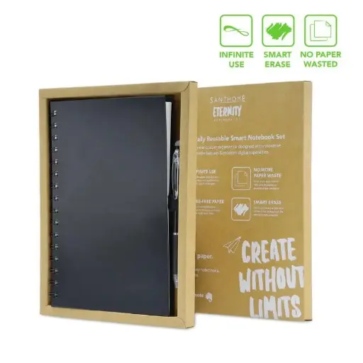 SANTHOME ETERNITY-REUSABLE NOTEBOOK&PEN SET-BLACK