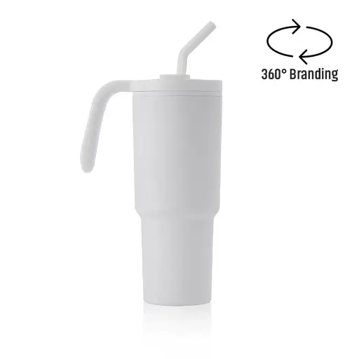 FORZA 360-HANS LARSEN RECYCLED STAINLESS STEEL/PP TUMBLER WITH 360 BRANDING - WHITE